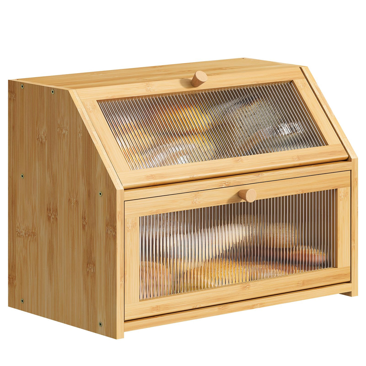 BMOSU Large Bread Box for Kitchen Countertop,Double Layer Bread Box for Kitchen Counter,Bamboo Wood Bread box Capacity Bin Kitchen Storage(Natural) BMOSU