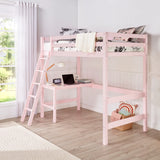 Hillsdale Caspian Wood Twin Loft Bed, Pink Hillsdale