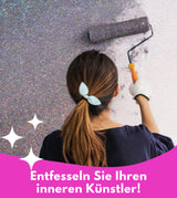 Glitter for Paint [5.3oz] – Holographic Silver with 2 x Buffing Pads – Glitter for Painting Walls for Luminous Paint Finish on Interior or Exterior Walls, Ceilings, and Wood - Glitter Paint Additive FBGC