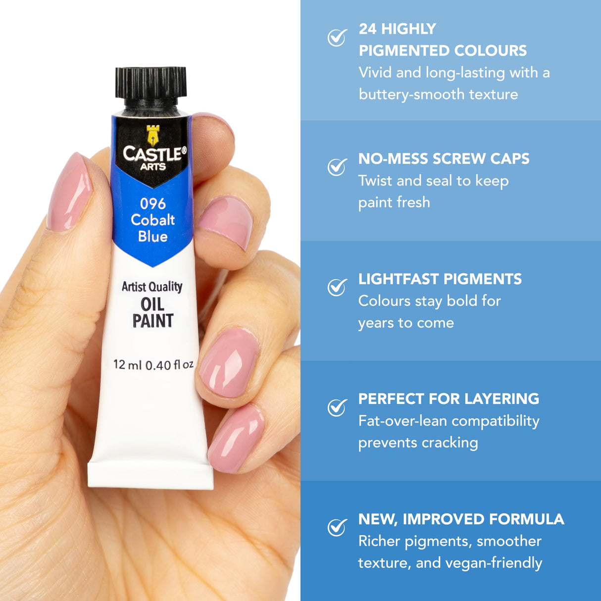 Castle Art Supplies 24 X 12ML Oil Paint Set | Great Value Set for Adult Artists, Beginners and Advanced | Vibrant Variety of Smooth-to-Use Colors | in Impressive Presentation Box with Tutorial (New) Castle Art Supplies