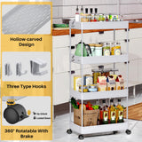SPACEKEEPER Storage Cart, 4-Tier Mobile Shelving Unit, Bathroom Rolling Cart Utility Storage Organizer Shelf for Kitchen Living Room Bathroom Laundry Room & Dressers, Gray SPACEKEEPER
