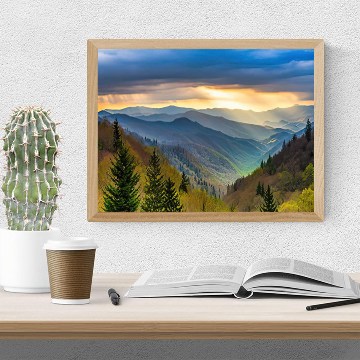 Smoky Mountains DIY 5D Diamond Painting by Number Kit, Spring Sunrise Smoky Mountains National Park Gatlinburg Crystal Rhinestone Paintings Cross Stitch Home Wall Decor 12x16 inch KAYEIUU