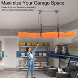 TRUSOON Ceiling Kayak Hoist, Heavy Duty Kayak Pulley System for Garage, Hold Up to 150 lbs Capacity, Canoe Garage Lift Storage System, Fit 10-14 Foot Ceilings, Black TRUSOON