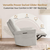 CHITA Power Recliner Chair, Electric Triple-Motor Swivel Glider Nursery Rocking Chair with Adjustable Power Headrest and Lumbar Support, Solid Wood Base, Crockery Grey CHITA