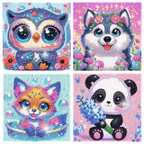 4 Pack Diamond Art Kits for Kids, Cartoon Animals Diamond Painting Kits for Kids Beginners, Kids' Mosaic Kits DIY Full Drill Diamond Dots Painting Picture Arts Craft for Home Wall Decor 6x6 Inch cdjlddww