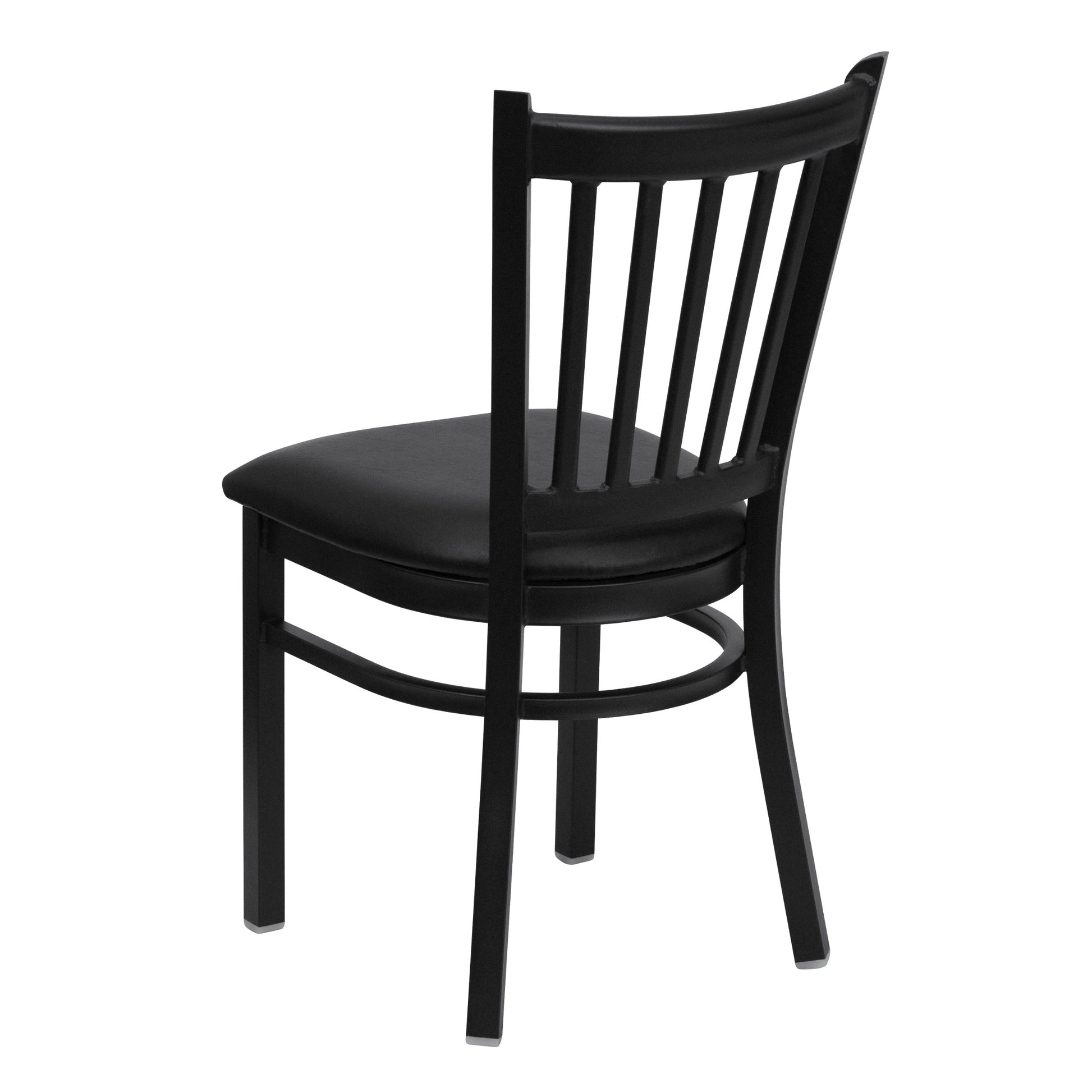 Flash Furniture HERCULES Series Black Vertical Back Metal Restaurant Chair - Black Vinyl Seat - WoodArtSupply