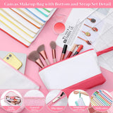 Silkfly 15 Pcs Cotton Canvas Makeup Bags Canvas Cosmetic Bag 10.2 x 5.5 x 2 Inches Two Tone Makeup Bags Bulk with Zipper Blank DIY Pouch with Bottom Travel Toiletry Pouch for Women (Cute) Silkfly