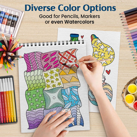 Adult Coloring Book Spiral Bound for Women, Thick Paper Coloring Book for Alcohol Markers (30 Pattern Designs) Mindful Palette
