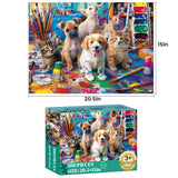 300 Piece Puzzle for Adults Jigsaw Puzzles Dog Puzzles 300 Pieces for Adult Kids Ages 8-10 10-12 Recycled Cardboard Adult Puzzles Game Birthday Gift Family Challenging Game 20.5x15IN WSCXSC