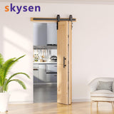 SKYSEN 36" X 84" Bifold Barn Door with 40" Bifold Barn Door Hardware Kit, Including Handle and Pulls, Unfinished Solid Spruce Wood Panel, Pre-Drilled and Assembled(36 * 84-40-fold) SKYSEN