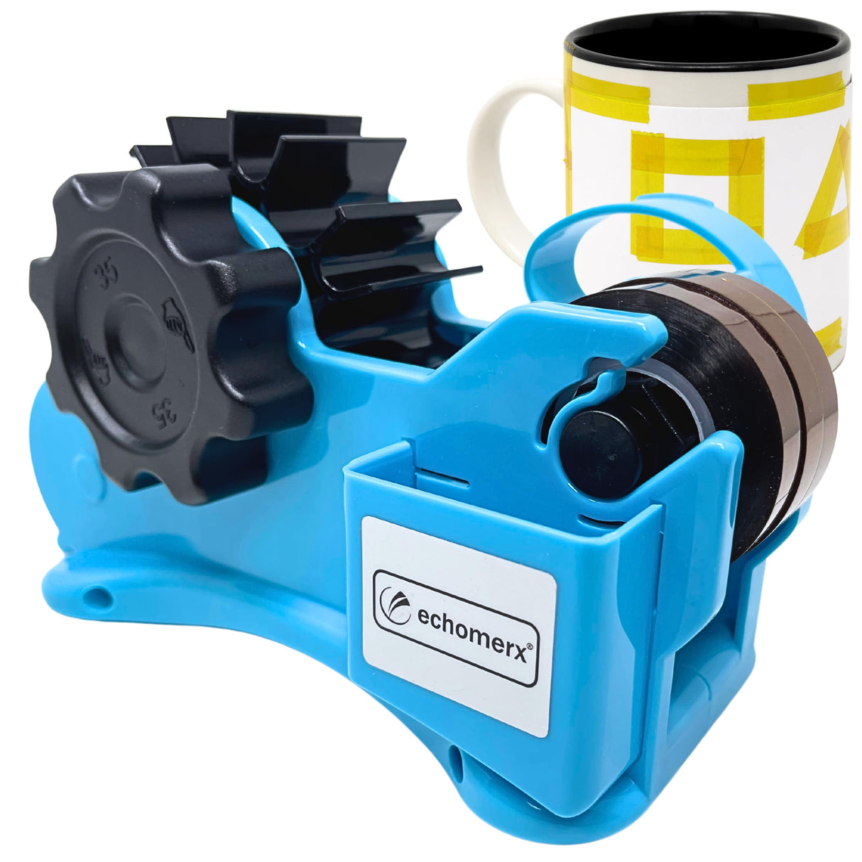 Echomerx Multi-roll Heat Tape Dispenser Sublimation - Effortlessly Cut Heat Resistant Tape, Heat Transfer Tape, Heat Press Tape,1 and 3 inch Cores, Tutorial Video, Blue echomerx