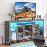 YITAHOME 33.5'' Tall TV Stand for 75 inch TV, LED Entertainment Center with Storage, Grey TV Stands for Living Room with Acrylic Doors & Power Outlets, Tall TV Console Cabinet, Grey YITAHOME