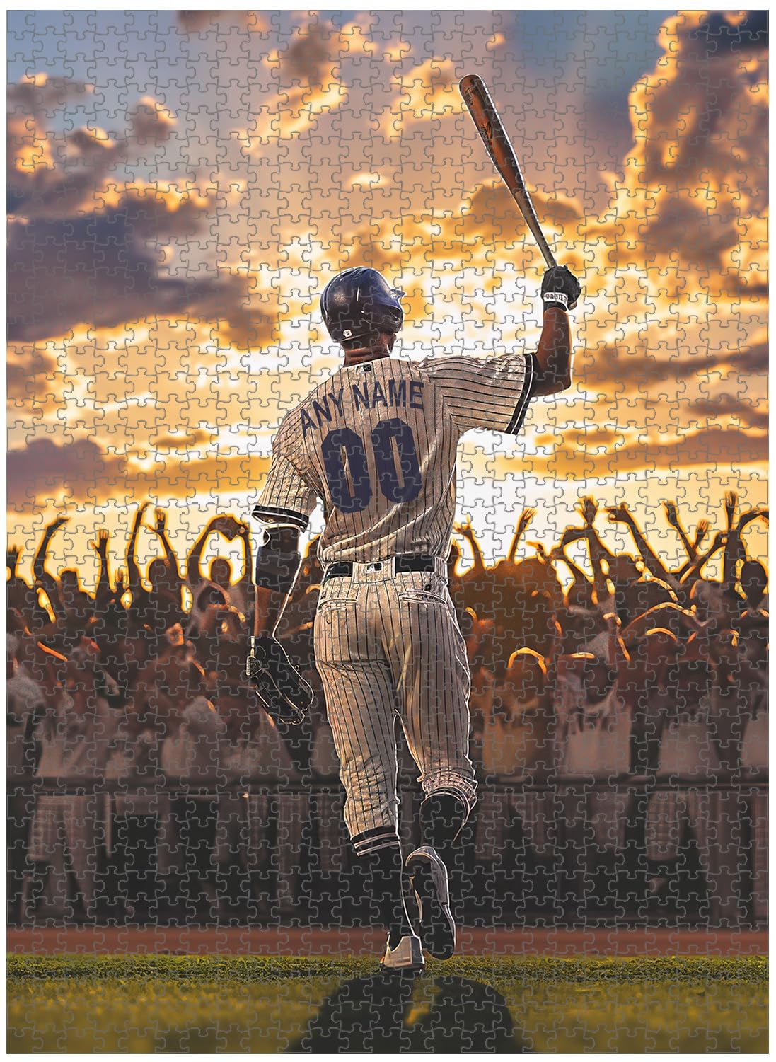 Becapeo Wooden Jigsaw Puzzles for Adults - Custom Name and Number on (New York 2) Baseball Player Art Photo - 300 500 1000PCS Puzzles Game Home Wall Decor Becapeo