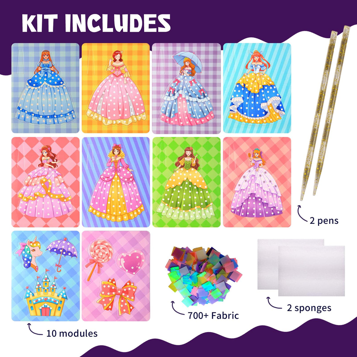 Poke Poke Art and Crafts kit for Kids, DIY 8 Magical Princesses & 6 Accessories, Pretty Princess Game Toys for Girl 6-8 8-12, Gifts for Boys & Girls Ages 6 7 8 9 10 11 12 Years Old Yrinfay