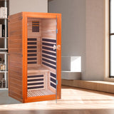 ToTibuy Far Infrared Sauna for Home 1 Person Indoor Wood Sauna Personal Spa Room 1065W 120V with Red Light Bluetooth Speakers 31.5"x31.5"x63" ToTibuy