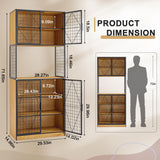 VECELO 72in Tall Kitchen Pantry Cabinet with Doors and Shelves, Large Freestanding Storage Cupboard with Countertop Hutch, Rustic Brown VECELO