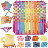 ZJEFUNS Weaving Loom Kit Toys for Kids and Adults DIY Arts and Crafts for Girls Ages 5 6 7 8 9 10 12, Pot Holder Loom Knitting Kits Includes 8 Color Craft Loops for Beginners ZJEFUNS