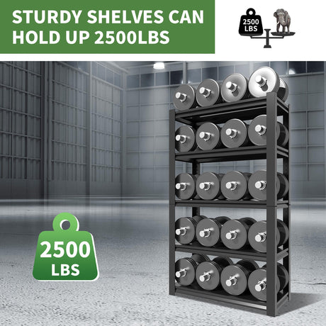 VIYET 72" H Garage Shelving, Garage Shelves Heavy Duty, 5 Tier Adjustable Garage Storage Shelves for Warehouse, Basement, Workshop, Kitchen, Require Assembly, 16''D*36''W*72''H, Black VIYET