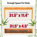 IIIOIIIA Bamboo Over the Stove Spice Shelf for Kitchen, 31.5" Spice Rack Organizer Shelf with 6 hooks, 11.4" Height Extra Storage Countertop, Easy to Assemble IIIOIIIA