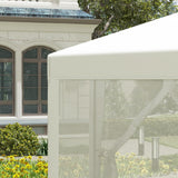 Outsunny 13' x 11' Canopy Tent, Sun Shelter with Protective Mesh Screen Walls, Hexagon Outdoor Tent for Parties, Cream White Outsunny