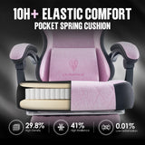 Dowinx Gaming Chair Fabric with Pocket Spring Cushion, High Back Ergonomic Computer Chair with Footrest for Adults, Massage Lumbar Support Swivel Game Chair for Office Gaming 300LBS, Pink Dowinx