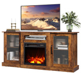 WLIVE Fireplace TV Stand for 65" TV, Entertainment Center with 18 Inch Electric Fireplace, TV Console with Open Shelves for Living Room, Rustic Brown WLIVE