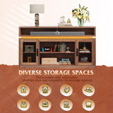 WLIVE TV Stand up to 65 Inch TV, 58" Entertainment Center with LED Lights, Farmhouse TV Media Console with Storage Cabinets, Adjustable Shelves for Living Room, Rustic Brown WLIVE