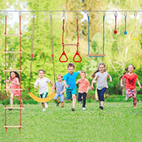 65 Ft Ninja Warrior Kids’ Obstacle Course,Durable Slackline with 11 Obstacles-Swings, Monkey Bars, Arm Trainers & More, Ninja Warrior Obstacle Course with Outdoor Fun for Ages 3+ FAHKNS