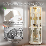 CKEASEAN 72" H Lighted Curio Cabinet with Light Blub, Glass Display Cabinet with 6 Adjustable Shelves, Tempered Glass Doors, Corner Wine Cabinet Storage Rack for Bar and Liquor Storage (White) CKEASEAN