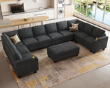 Belffin Oversized U Shaped Modular Sectional Couches for Living Room 10 Seater Modular Sofa Set with Storage Ottoman Large Sectional Couch with Cup Holder. Dark Grey Sofa Belffin