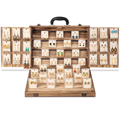 Yoimori Earring Display for Selling, Portable Wood Jewelry Display Case, Large Capacity Jewelry Display for Selling, Earring Card Holder Organizer