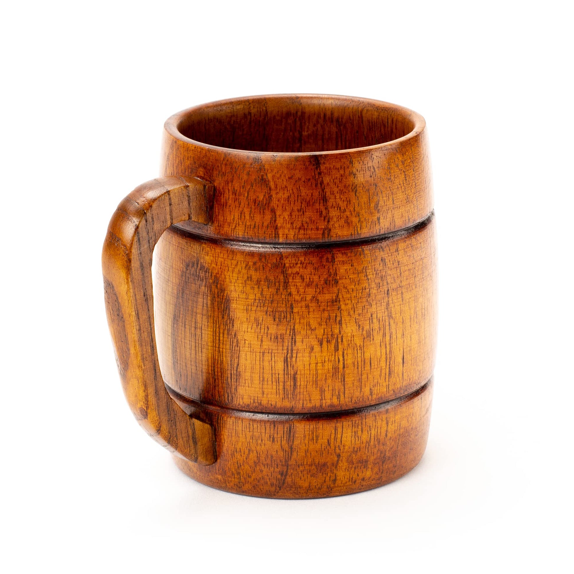 Wooden Mug with Handle | 12oz (350ml) Wood Drinking Cup for Beer, Coffee & Tea, Hot or Cold, Brown, LS-WC-1 - WoodArtSupply