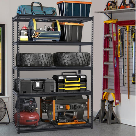 GarveeTech Heavy Duty Garage Shelving Unit, 48 in L x 24 in W x 72 in H Adjustable Storage Shelves, 2500 LBS Load Capacity, Durable Metal Shelves for Garage Organization, Basement, Workshop GarveeTech