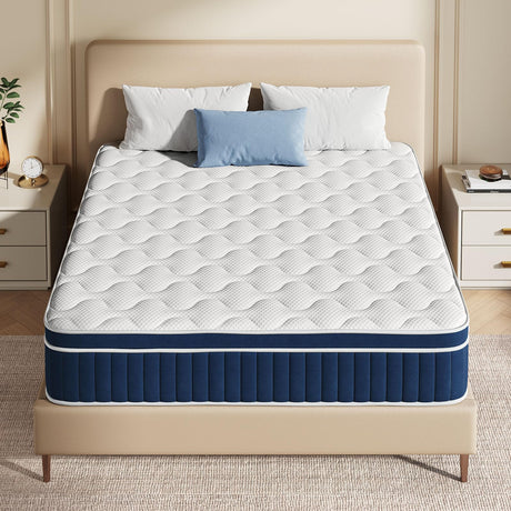 Rolanstar Queen Size Mattress, 10 Inch Foam Hybrid Mattress with Independent Spring, Medium Firm Mattress in a Box, Breathable and Pressure Relief, CertiPUR-US Rolanstar