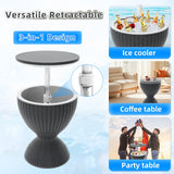 SHAREWIN Outdoor Cooler Table, Height-Adjustable Patio Bar Tables 8 Gallon Beer and Wine Cooler, 3-in-1 Rattan Style Ice Bar with Drainage Plug for Pool Party (Black) SHAREWIN