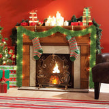 WATERGLIDE 49FT Lighted Christmas Green Garland with 100 Count Clear String Lights, Pre-lit Long Artificial Greenery Garlands, Plug in Holiday Decorative Lights for Indoor Outdoor Decor WATERGLIDE