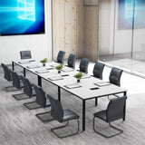 Tangkula 8 FT Conference Table, 95" x 48" Rectangle Office Computer Desk with Heavy-Duty Metal Frame, 2 Cable Grommets, Modern Seminar Table for Meeting Room, Boardroom (White,2) Tangkula