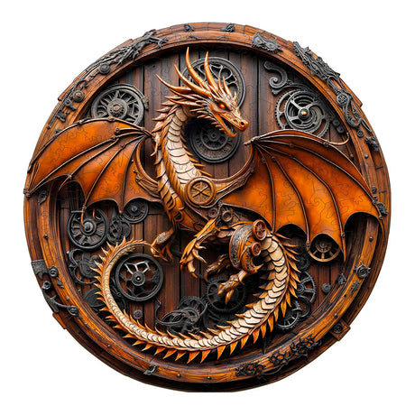 KAAYEE Wooden Puzzles for Adults, 3D Vision Mechanical Dragon Wooden Jigsaw Puzzles, Unique Shape Advanced Wood Puzzle Adult, 3D Effect Flat Puzzle Birthday Gifts Family Games (M-11.4 * 11.3in-200pcs) KAAYEE