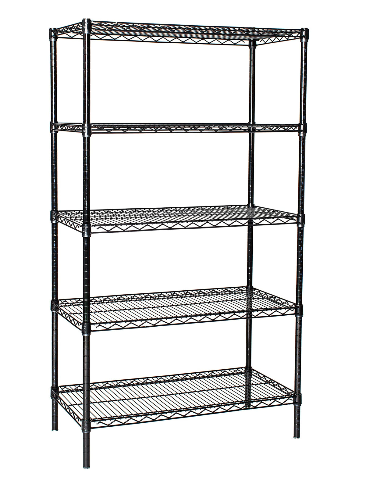 Omega Shelving Storage | 5 Tier Starter Shelving Unit 18" Deep x 30" Wide x 74" High - 800 lb Capacity per Shelf, Adjustable Wire Shelving, Tool-Free Assembly |Black Shelving Omega
