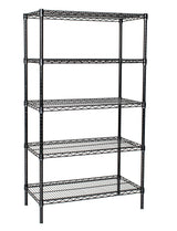 Omega Shelving Storage | 5 Tier Starter Shelving Unit 18" Deep x 30" Wide x 74" High - 800 lb Capacity per Shelf, Adjustable Wire Shelving, Tool-Free Assembly |Black Shelving Omega