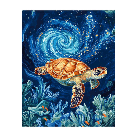 zouewit Turtle Paint by Number, Sea Turtle Paint by Numbers Kit for Adults, Turtle Swimming in Ocean Poster Wall Art, Starry Night Animal Acrylic Painting, Home Decor(16×20inch, Unframe) zouewit