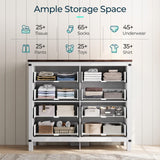 LINSY HOME Farmhouse 8 Drawer Double Dresser for Bedroom, 50” Wide Rustic Wood Chest with Deep Drawers, Modern Dressers with Storage and Metal Handles for Closet, Living Room, Hallway, Off White LINSY HOME