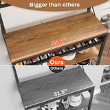 Itaar Bakers Rack with Power Outlet, 6-Tier Coffee Bar, Microwave Stand with Wine Rack, LED Lights and 10 Hooks, Bakers Racks for Kitchens with Storage, Rustic Brown Itaar