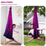 Sensory Swing for Kids & Adults Holds up to 300lbs Indoor & Outdoor Double Layer Therapy Cuddle Swing with 360° Swivel Hanger Kit for Calming, Effect for Autism, ADHD or SPD. (Galaxy Purple) Yatoco