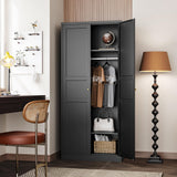 Letaya Wardrobe Armoire Closet,72" H Metal Storage Cabinet with Adjustable Shelves and Hanging Rod,Bedroom Armoire Cabinet Clothes Organizer (Black) Letaya