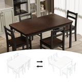 Orweiin Solid Wood Dining Table Set for 4, Farmhouse Rectangular Table and 4 Chairs Set for Kitchen, Living Room, Dining Room, Breakfast Nook, Brown+Black Orweiin