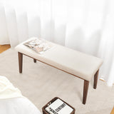 kinmars Upholstered Bench for Bedroom End of Bed,42.5-inch Entryway Bench for Living Room,Dining Bench with Padded Seat and Solid Wood Leg for Kitchen Bedroom,Indoor and Hallway (Bench, Beige) kinmars