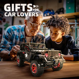 RC Off-Road SUV Wrangler Black Warrior Building Kits, 1/8 Scale Pickup Truck Car with Remote Control Lights, Challenge Building Blocks Gift for Technical Enthusiasts Adults & Teens Age 14+ (2272PCS) MOCBROPCS