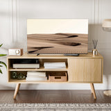 Cozy Castle TV Stand for 50 Inch TV, Mid Century Modern Entertainment Center with Storage Cabinet, TV Media Console with Charging Station for Living Room, Bedroom, Oak Cozy Castle