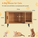 Cat Litter Box Enclosure with Cat Scratch Pad, Sliding Door, 37.4" Litter Box Enclosure Furniture Hidden Litter Box, Modern Indoor Cat House, TV Stand, Side End Table for Living Room, Natural Halitaa